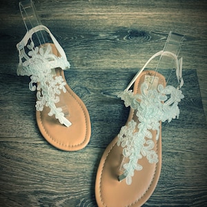 Beautiful Bridal Lace Sandals in White or Ivory (other colours available - please ask)