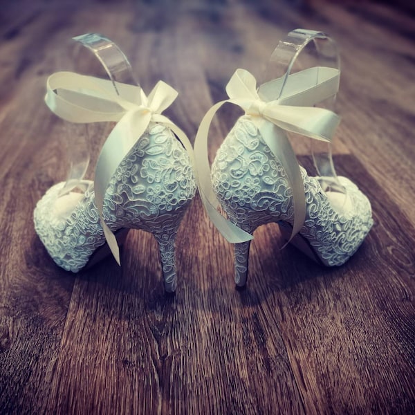 flat peep toe ivory wedding shoes