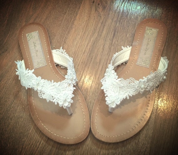 Lace Bridal Flip Flop Sandals Thongs | Etsy