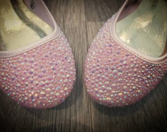 Stunning hand customised rhinestone diamanté covered pumps. Available in any colours.