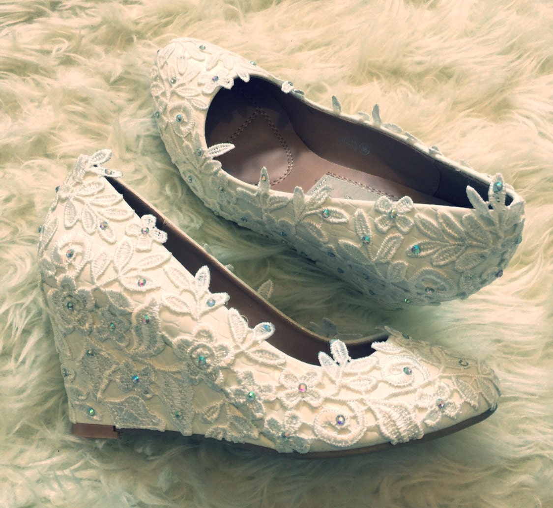 lace up white wedges