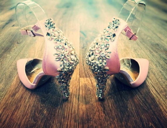 Pink Satin Embellished Heels Design by Anaar at Pernia's Pop Up Shop 2024