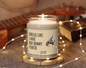 Personalizable Smells Like I have Bad Bunny Tickets Candle, Concert Tickets, Bad Bunny Gift