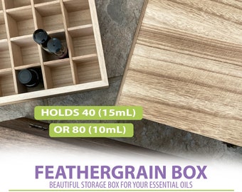 Storage Box for Essential Oils ~ Feathergrain Wood ~ NEW