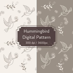 Hummingbird Seamless Pattern Digital Paper Set
