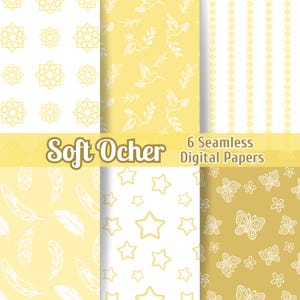 Soft Ocher Huichol Motif Pattern Bundle Digital Paper Set