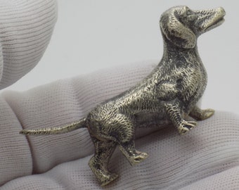 Vintage Italian Handmade Genuine Silver RARE Dachshund Sausage Dog Figurine; Highly Collectible Investment Gift; Comes in a Gift Bag