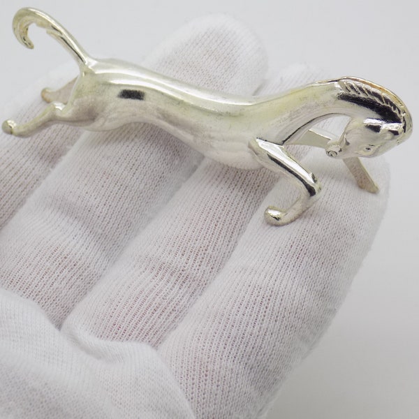 Repose-cuillère poinçonné en forme de cheval RARE en plaqué argent fait main, italien vintage ; Cadeau d'investissement à collectionner ; Livré dans un sac cadeau