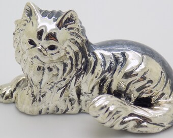 Vintage Italian Handmade Sterling Silver 925 Saturno Sitting Cat Figurine; Highly Collectible Investment Gift; Comes in a Gift Bag