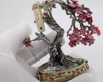 Vintage Italian Handmade Genuine Silver Cherry Tree Sakura Bonsai Statue Figurine; Highly Collectible Investment Gift; Comes in a Gift Bag