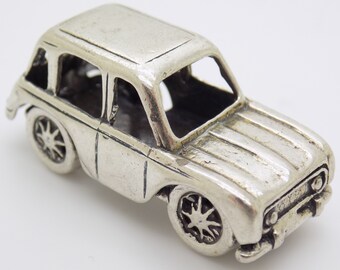 Vintage Italian Handmade Genuine Silver Old 60s Car Figurine Miniature; Highly Collectible Investment Gift; Comes in a Gift Bag
