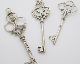 Vintage Italian Handmade Genuine Silver Decorative Key Collection JOB LOT; Highly Collectible Investment Gift; Comes in a Gift Bag