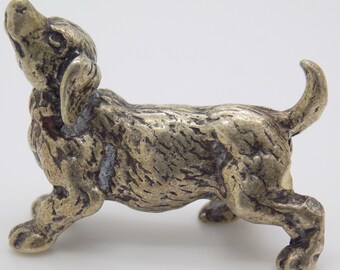 Vintage Italian Handmade Genuine Silver Detailed Puppy Dog Figurine Miniature; Highly Collectible Investment Gift; Comes in a Gift Bag
