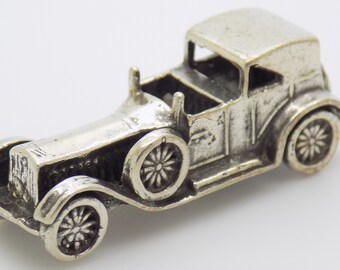 Vintage Italian Handmade Genuine Silver Luxury Old Car Miniature Figurine; Highly Collectible Investment Gift; Comes in a Gift Bag