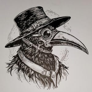 CUERVO con SOMBRERO y GAFAS Dibujo a tinta de vida silvestre de 8,5 x 11, impresión del original en cartulina