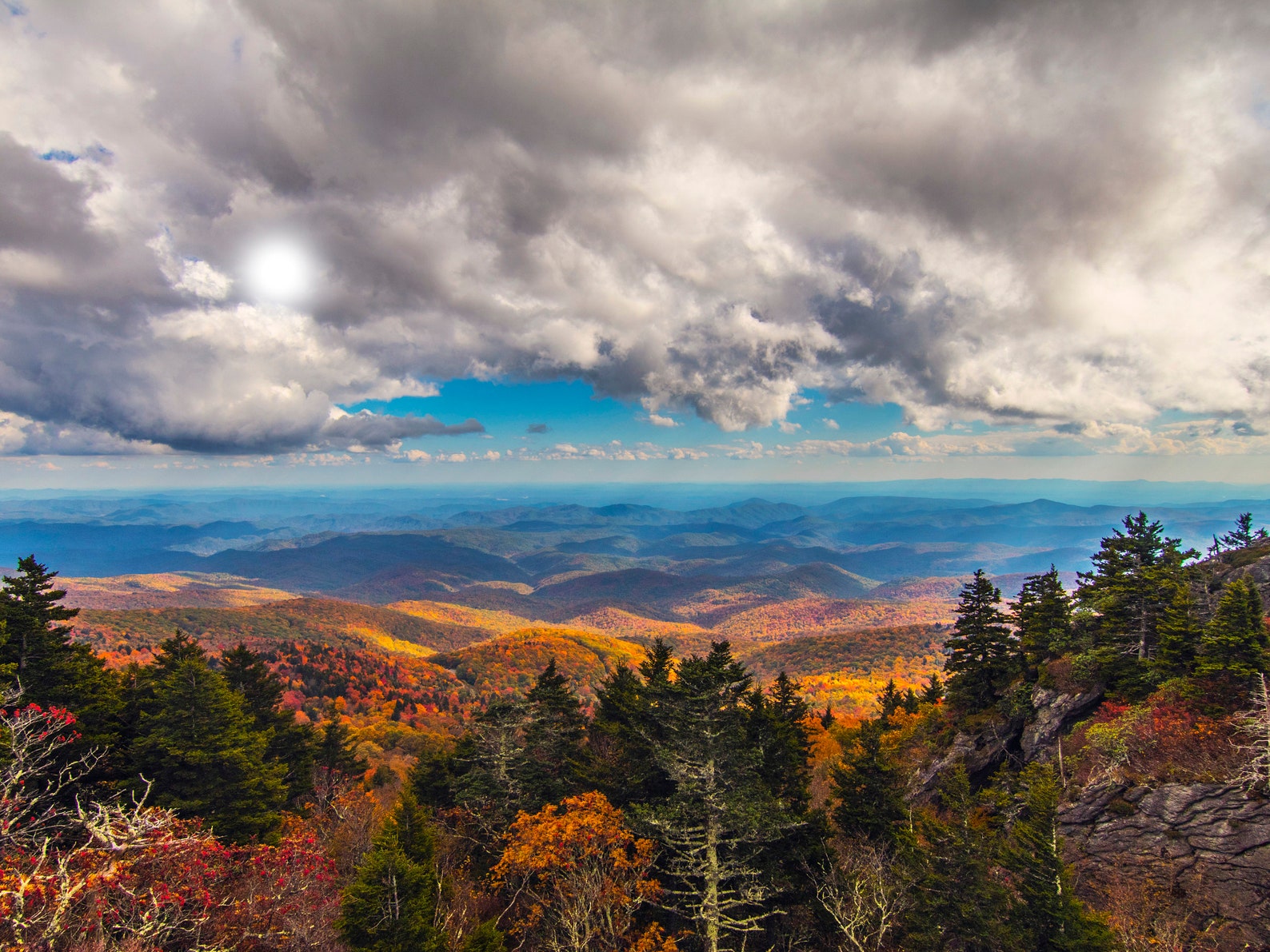 Grandfather Mountain Fall Blue Ridge Mountains Landscape Etsy