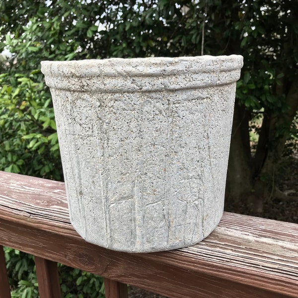 Rustic Handmade Old-World Column Hypertufa Garden Pot, Outdoor/Indoor Planter, Flowerpot, Cement, Herb Pot, Aged Time Weathered look