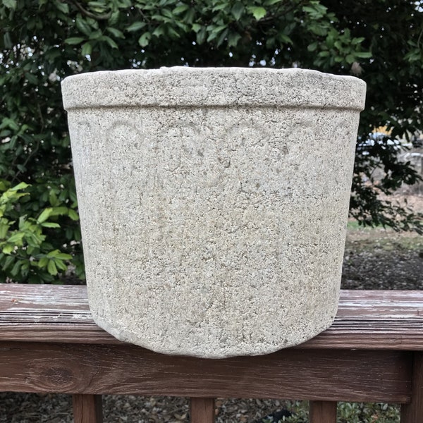 Lg Raw Edged Fluted Hypertufa Planter, Freeze Proof Inside or Outside Planter, Faux Ancient Old-World Stone Pot, Strong and Durable Planters