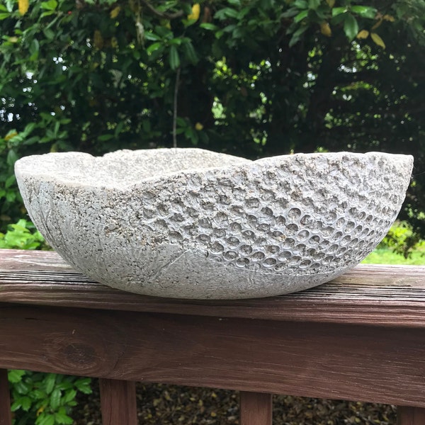 Lg Raw Edged Hypertufa Honeycomb Series Succulent Bowl, Lg. Bowl Planter, Rustic Planter, Fairy Garden, Handmade, Unique Pot