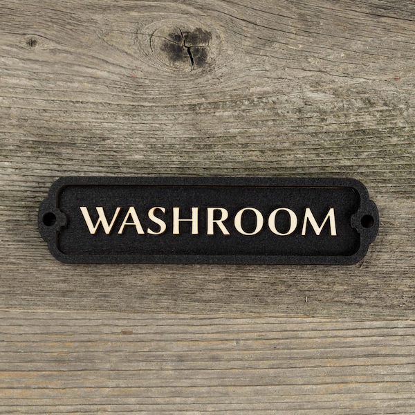 Washroom Door Sign. Retro style sign made of wood. Handmade.