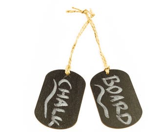 Set of 10 Wooden Chalkboard Tags. Chalk Labels for Basket. Chalk Price Labels.