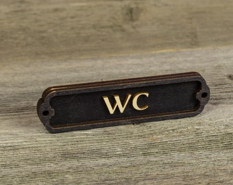 WC Door Sign, Toilet Door Sign, Door Plaque, Vintage Style, Railway Style, Retro Style, Cabin Sign, Door Plate, Bathroom