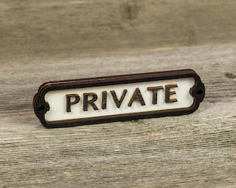 Letrero para puerta privada, letrero para puerta de baño, placa para puerta, estilo vintage, estilo ferroviario, estilo retro, letrero para cabina, placa para puerta, baño