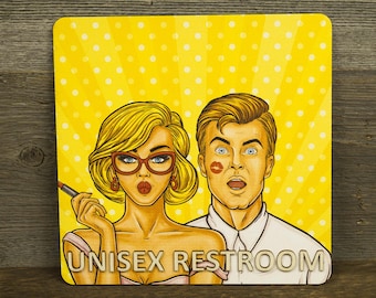 Pop-Art Unisex Toilet Door Sign, WC Sign, Restroom Door Sign, Toilet Decor, Toilet Plate, Toilet Plaque, Toilets Sign, Bathroom, Toilet