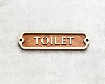 Letrero de puerta de toilette, letrero de puerta de inodoro, placa de puerta, estilo vintage, estilo ferroviario, estilo retro, letrero de cabina, placa de puerta, baño