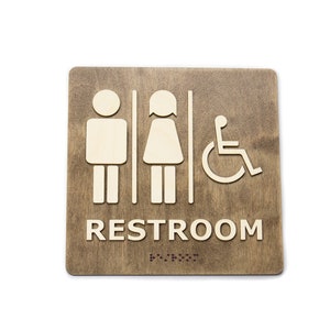 All Gender Restroom. Toilet Door Sign With Grade 2 Braille. ADA Compliant.