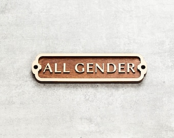 Wooden All Gender Restroom Door Sign. Vintage British Railway Style. Handmade Retro Decoration.