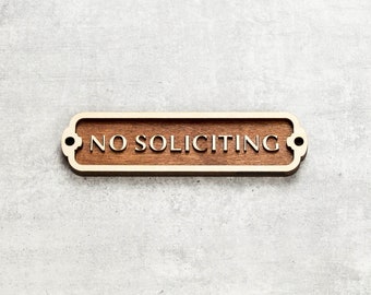 No Soliciting Door or Wall Sign (Indoor use). Retro style wood sign. Home or office decor.