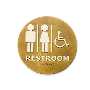 Baño para todos los géneros, Letrero para puerta de baño con puntos Braille, Letrero de WC, Letrero para puerta de baño, Decoración, Plato, Placa, Letrero de inodoro, Cumple con la Ley ADA