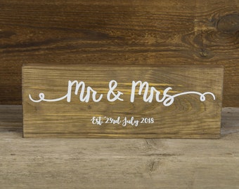 Mr and Mrs Sign, Establishment Date Sign Freestanding Sign, Hanging Sign, Rustic Sign, Wedding Sign, Wooden, Wedding Table Sign, Table Decor