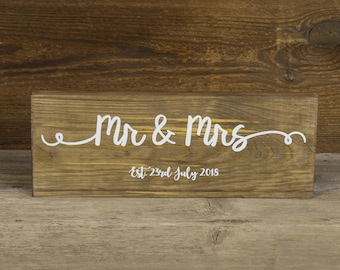 Mr and Mrs Sign, Establishment Date Sign Freestanding Sign, Hanging Sign, Rustic Sign, Wedding Sign, Wooden, Wedding Table Sign, Table Decor