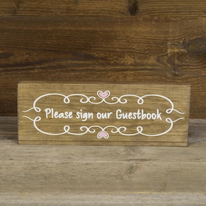 Please Sign our Guestbook - Freestanding Sign. Rustic Wedding Decor.