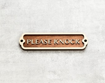 Please Knock Door Sign. Vintage British Railway Style. Handmade Retro Decoration.