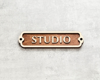 Wooden Studio Door Sign. Vintage British Railway Style. Handmade Retro Decoration.