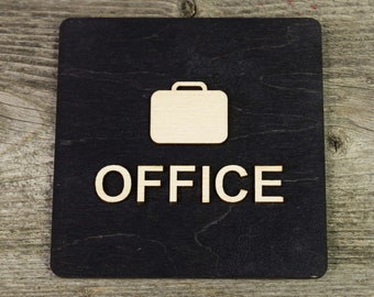 Office Wooden Door Sign. Co-working, Hotel, Restaurant, Resort, Airport, Business Travel, Reception