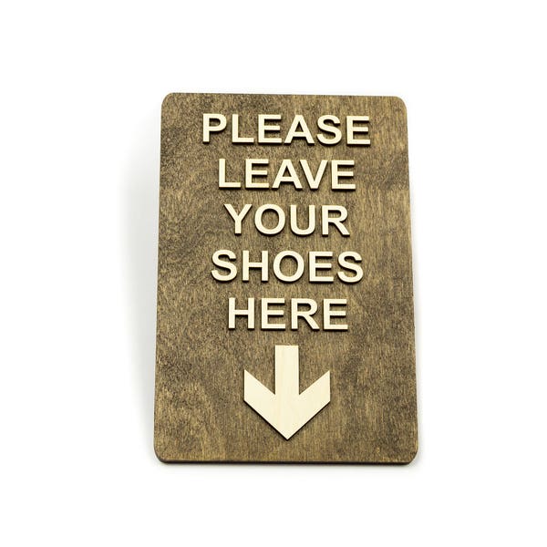 Please Leave Your Shoes Here Sign. Ideal for kindergarten or yoga room.