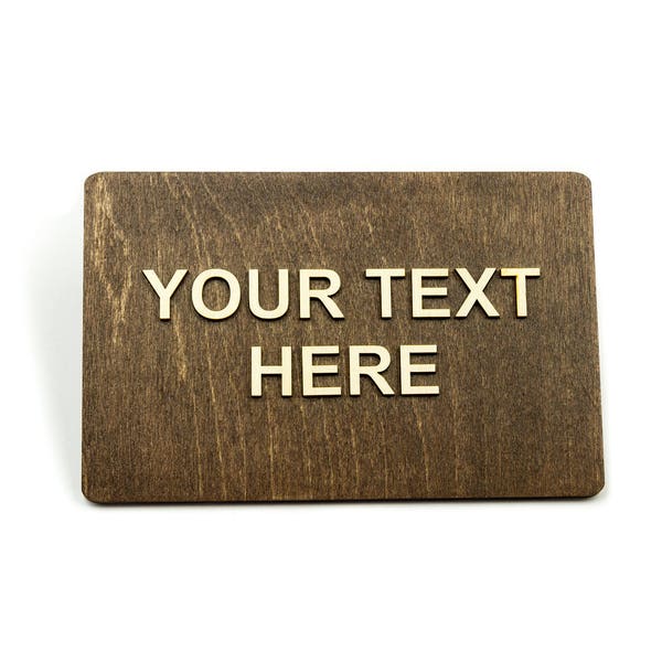 Twój własny tekst, Drewniana tabliczka na drzwi, tabliczka z drewna, znak, oznaczenie pomieszczeń, palakietka informacyjna, toaleta, wc
