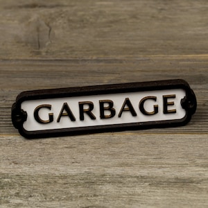Wooden Garbage, Trash Sign. Vintage British Railway Style. Handmade Retro Decoration.