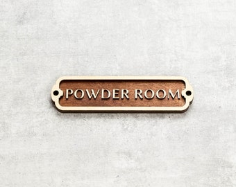 Powder Room Door Sign. Closet sign. Vintage style wall plate.