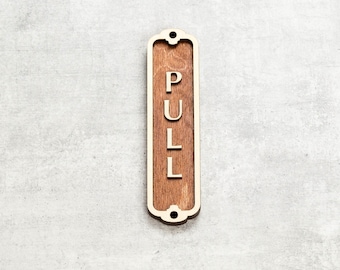 Wooden Pull The Door Sign. Vintage British Railway Style. Handmade Retro Decoration.