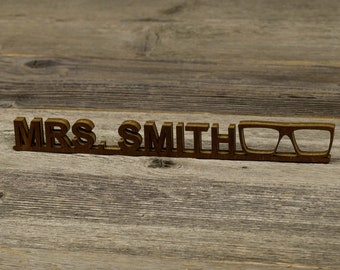Personalized Wooden Desk Name Plate, Teacher Gift