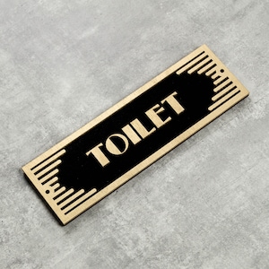 Toilet Door Sign, Restroom Plaque, Art Deco Style Plate
