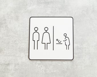 Modern 3D Printed Unisex and Baby Change Restroom Sign - Sleek Bathroom Door Decor - Nursery Restroom Indicator - Durable and Stylish