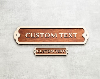 Personalized Door Sign with Your Custom Text. Vintage British Railway Style. Handmade Retro Decoration.