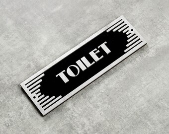 Letrero para puerta de baño, placa para aseo, placa estilo art déco