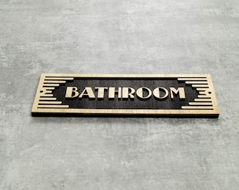 Letrero para puerta de baño, placa estilo art déco